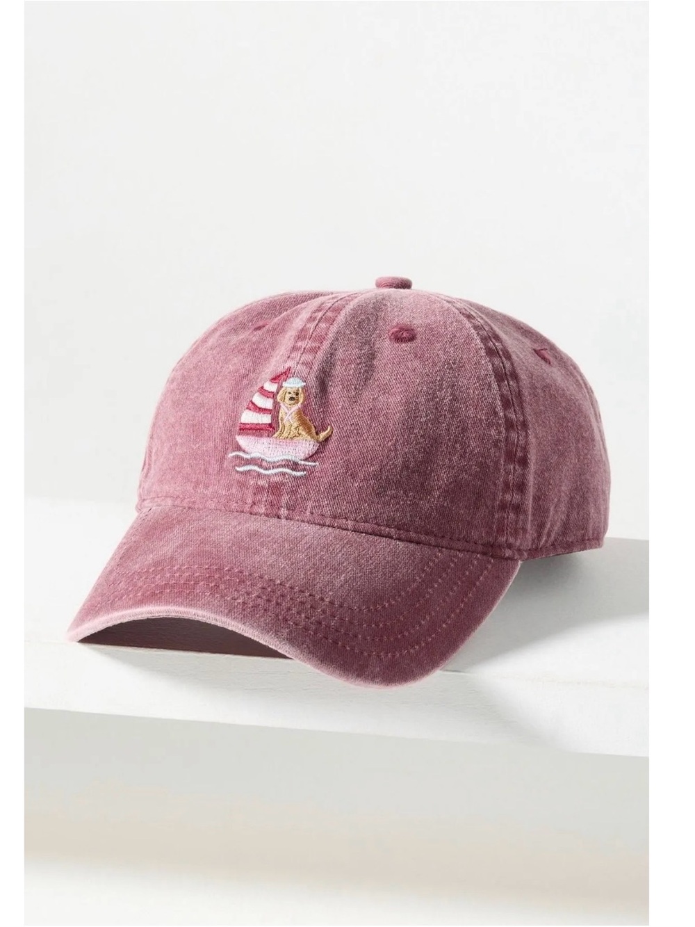 Anthropologie Frasier Sterling Sailboat Dog Embroidered Baseball Cap